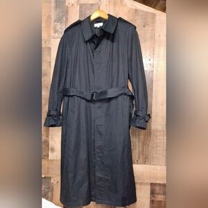 Vintage Yves Saint Laurent Menswear Black Trench Coat Size 40 EU Belted Cotton